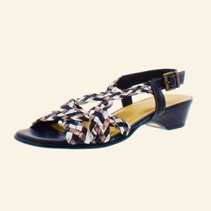 David Tate Gemini leather sandals metallic slingback  Italy Made Women’s 10.5